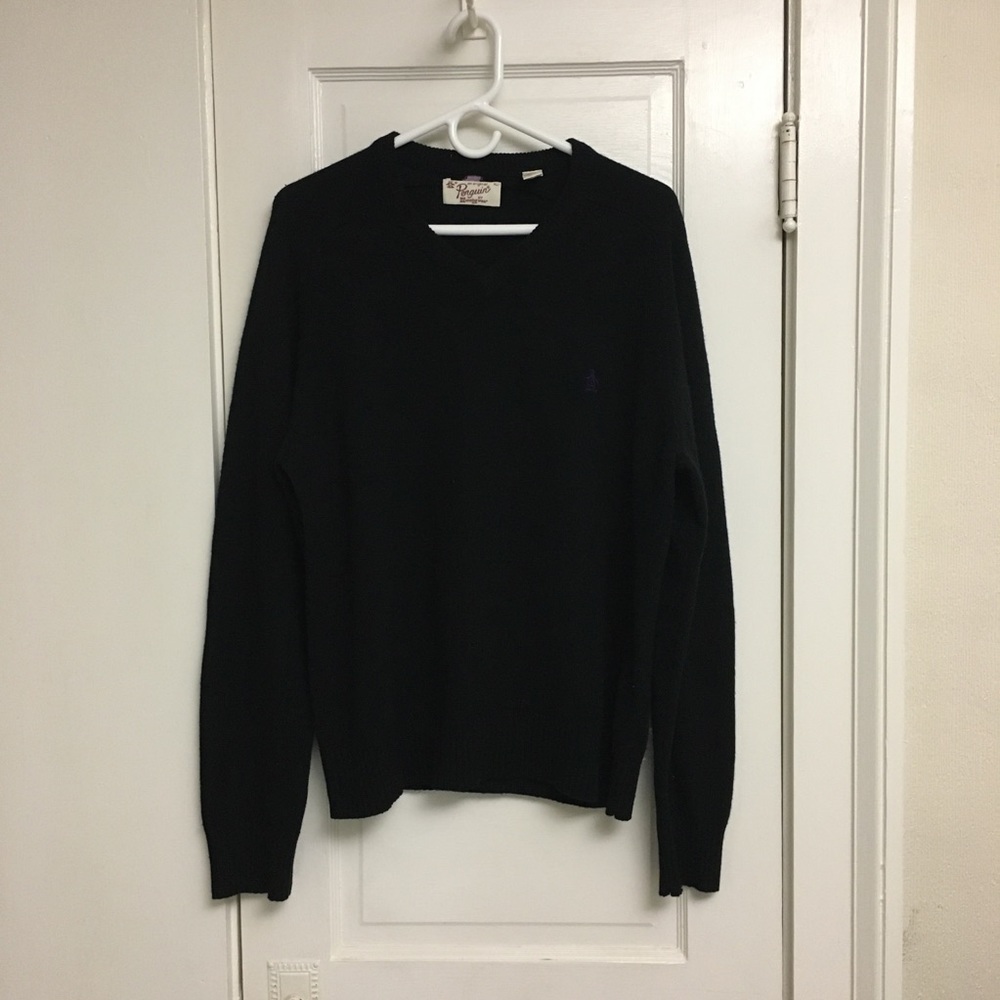 Penguin Black Wool V-neck